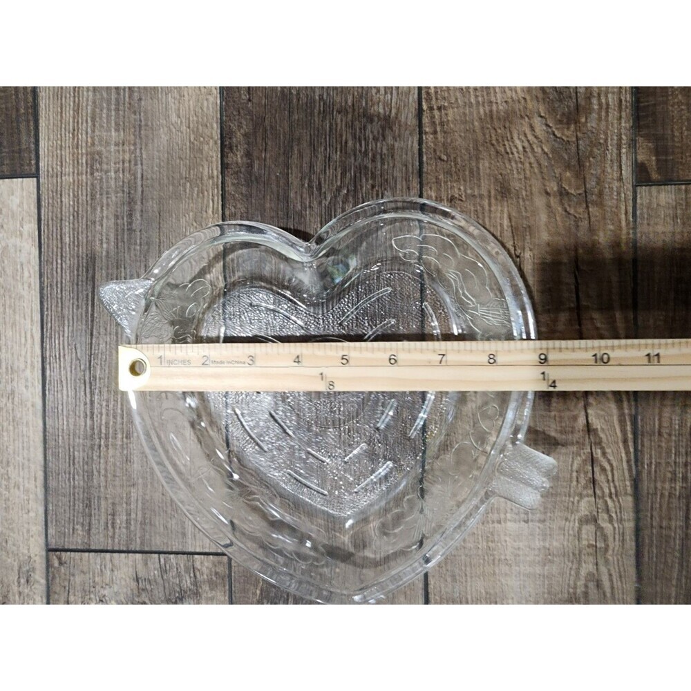 Vintage Safe Bake Heart Shape Glass PIE Dish Cupid Arrow Valentines Made In USA - Picture 6 of 7